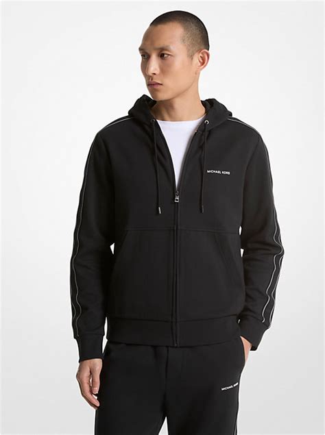 michael kors men's logo tape fleece hoodie|Logo Tape Cotton Blend Zip.